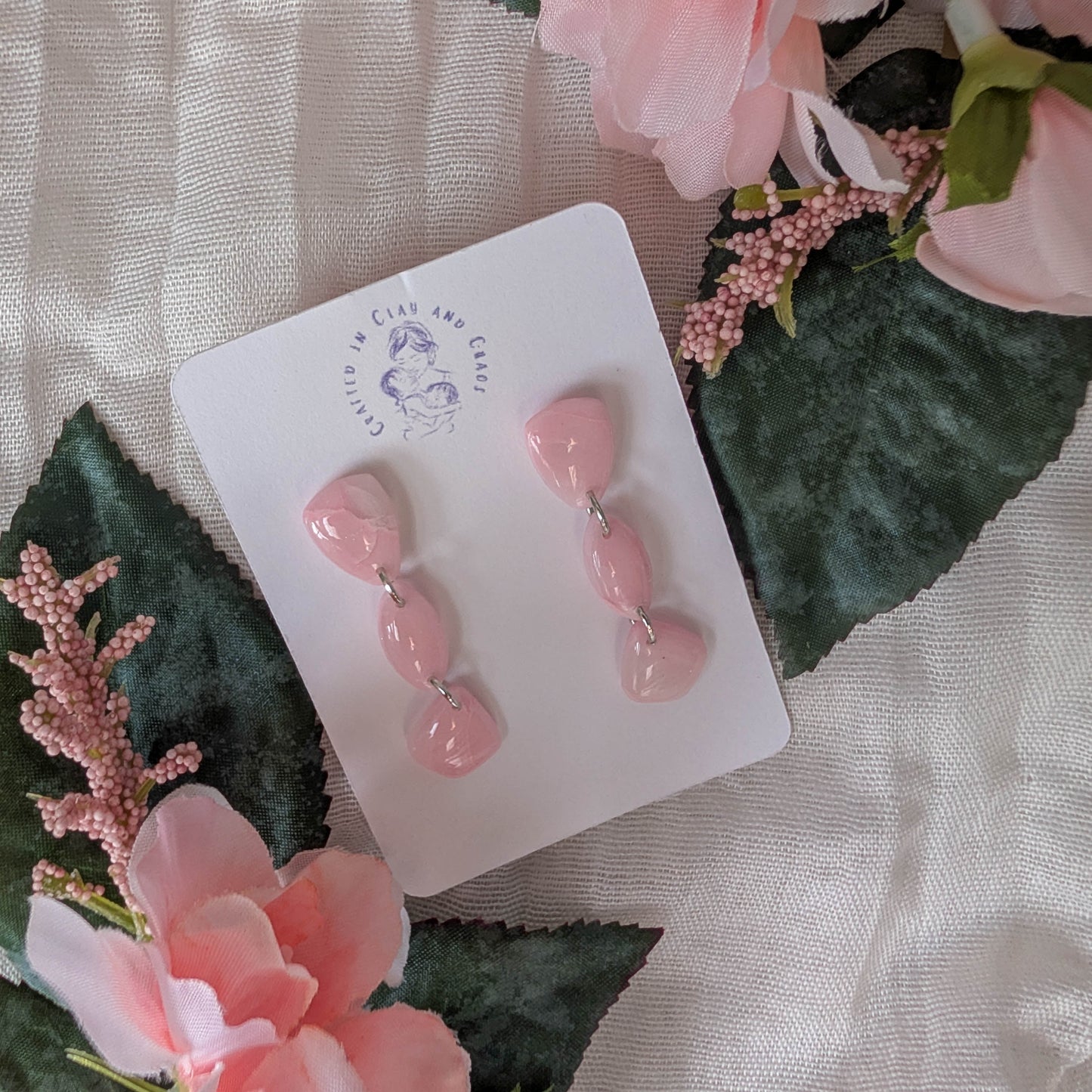 Translucent Pastel Pink Earrings: Lightweight Soft Luxe Statement Jewelry