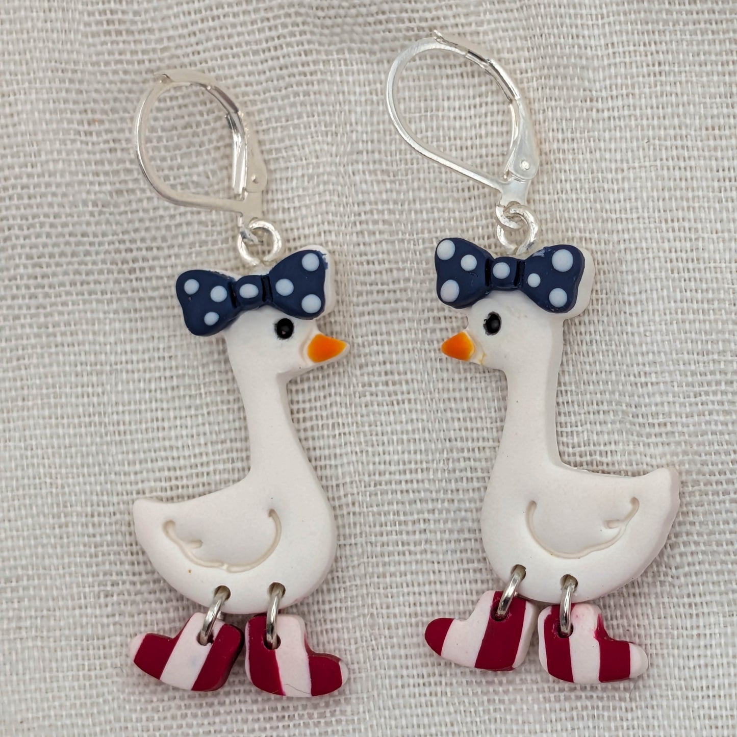 Whimsical Goose Clay Earring, Quirky Patriotic Style for Summer BBQs