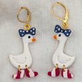 Whimsical Goose Clay Earring, Quirky Patriotic Style for Summer BBQs