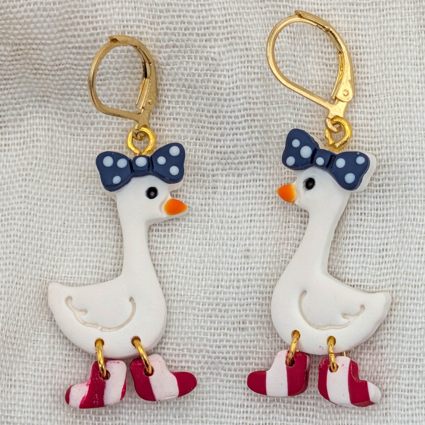 Whimsical Goose Clay Earring, Quirky Patriotic Style for Summer BBQs