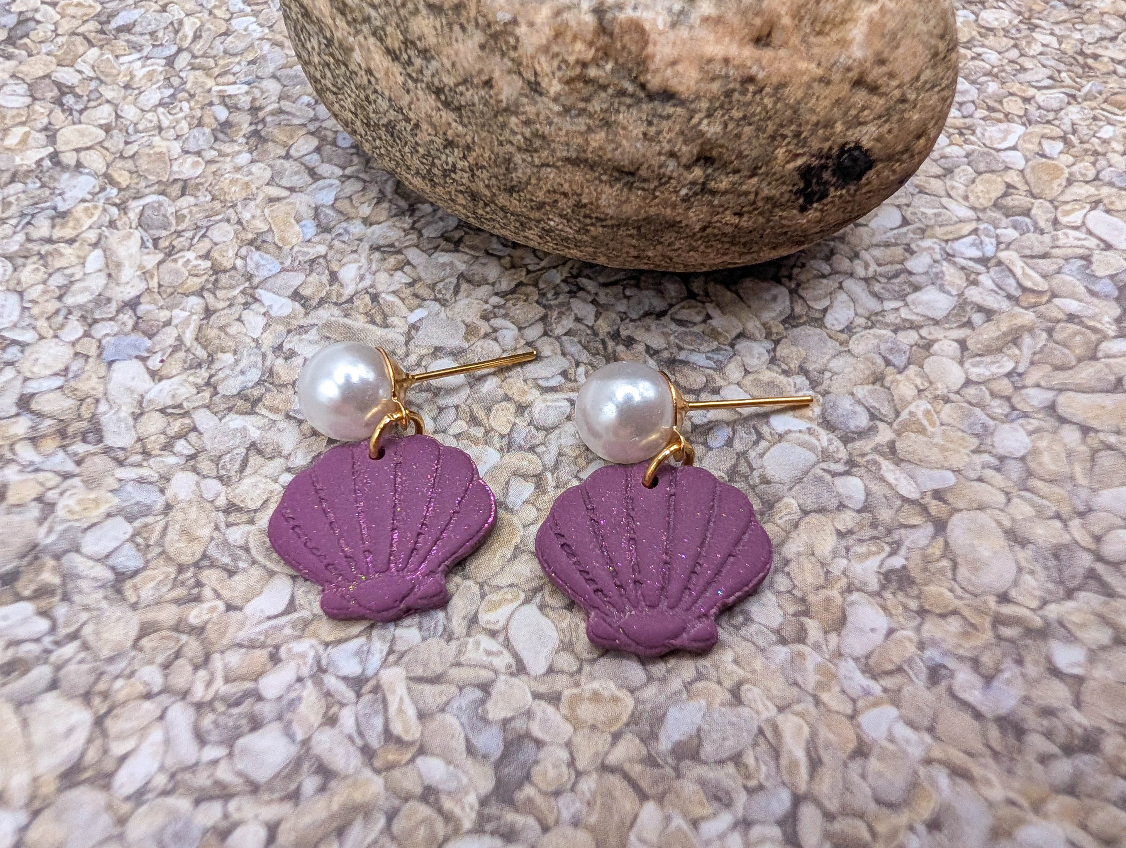 Pearl Shell Stud Earrings with Gold Plated Posts