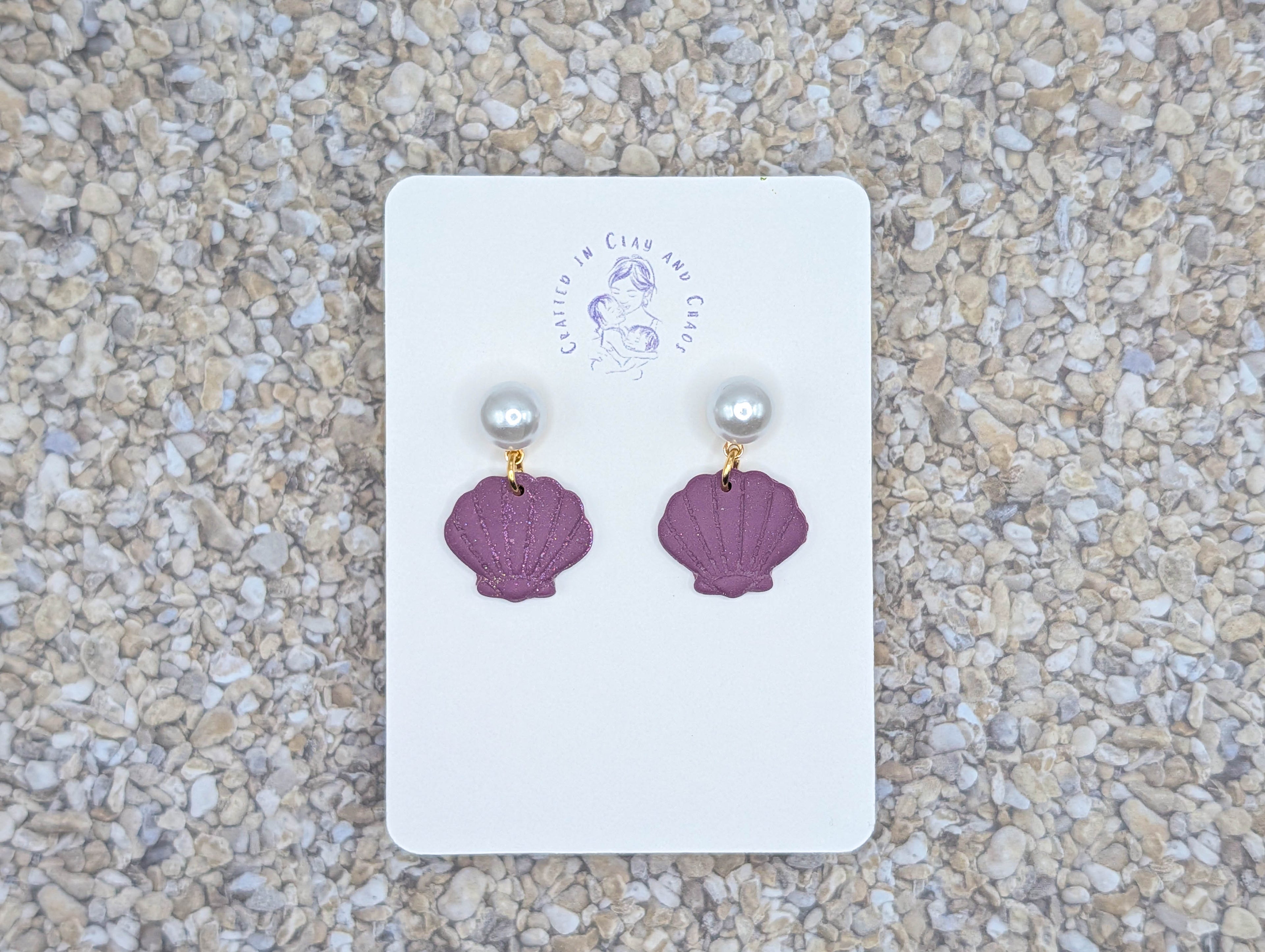 Pearl Shell Stud Earrings with Gold Plated Posts