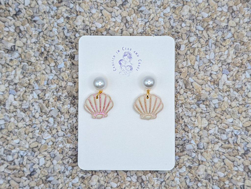 Pearl Shell Stud Earrings with Gold Plated Posts