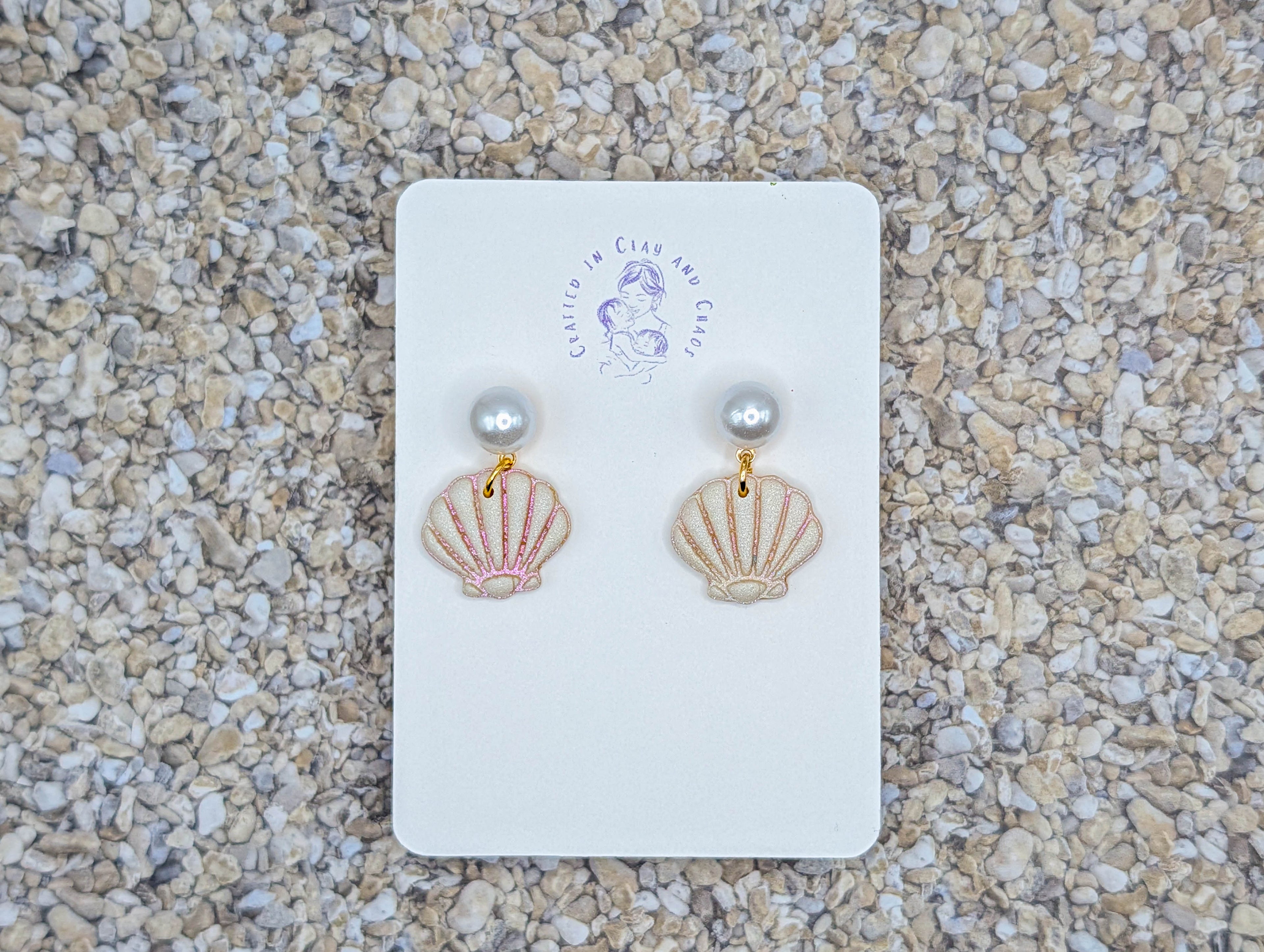 Pearl Shell Stud Earrings with Gold Plated Posts