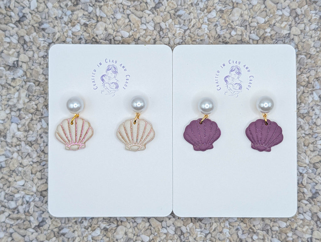 Pearl Shell Stud Earrings with Gold Plated Posts