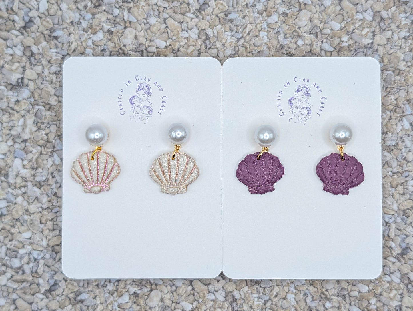 Pearl Shell Stud Earrings with Gold Plated Posts