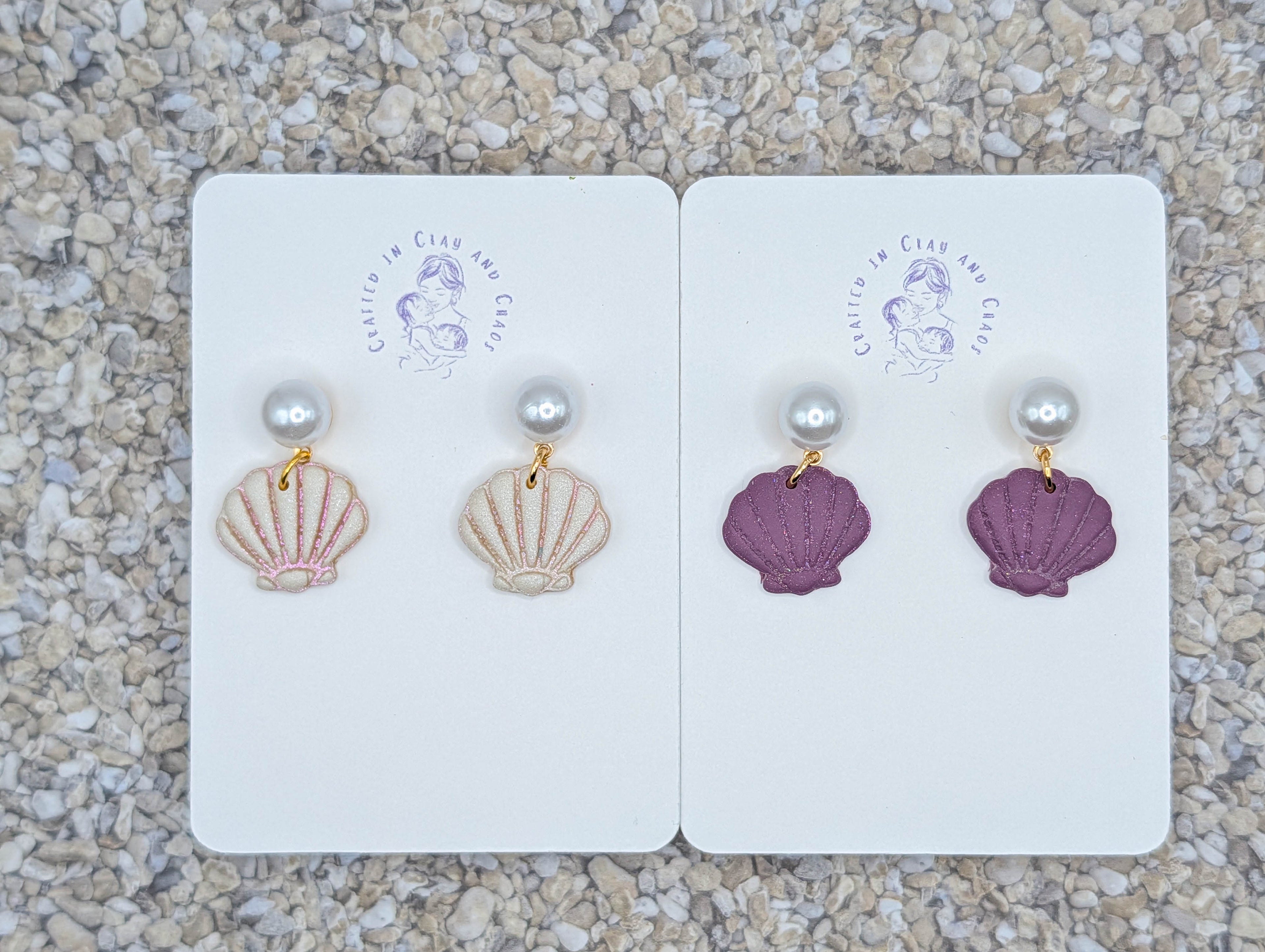 Pearl Shell Stud Earrings with Gold Plated Posts