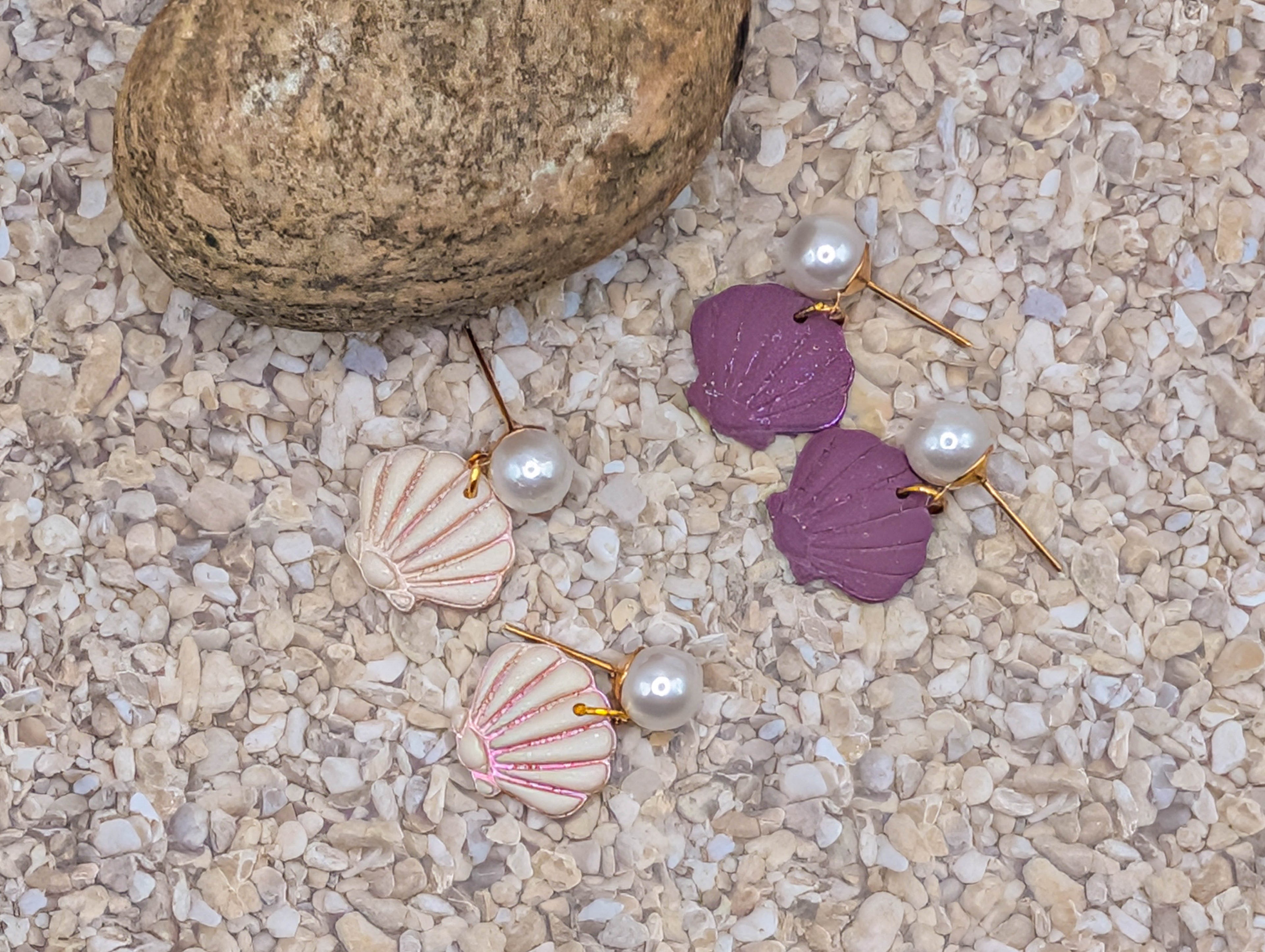 Pearl Shell Stud Earrings with Gold Plated Posts