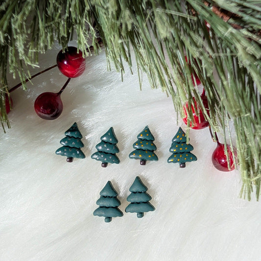 Plain, gold light, and silver light Christmas tree stud earring variations