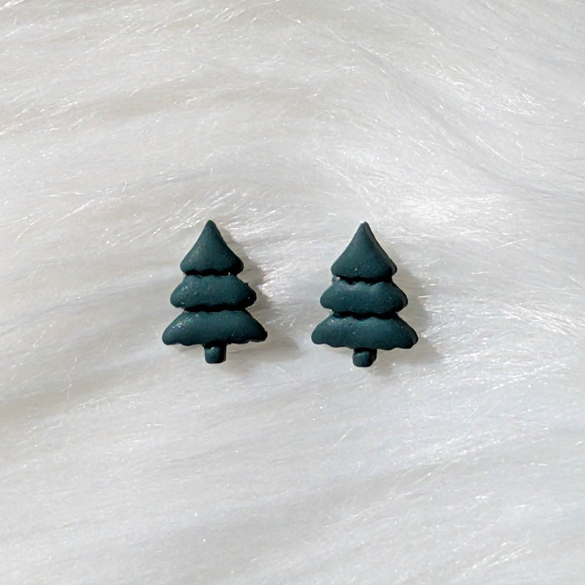 Plain green polymer clay Christmas tree stud earrings