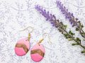 Easter Egg Pink Clay Earrings, Whimsical Oval Spring Earrings with Gold Hooks
