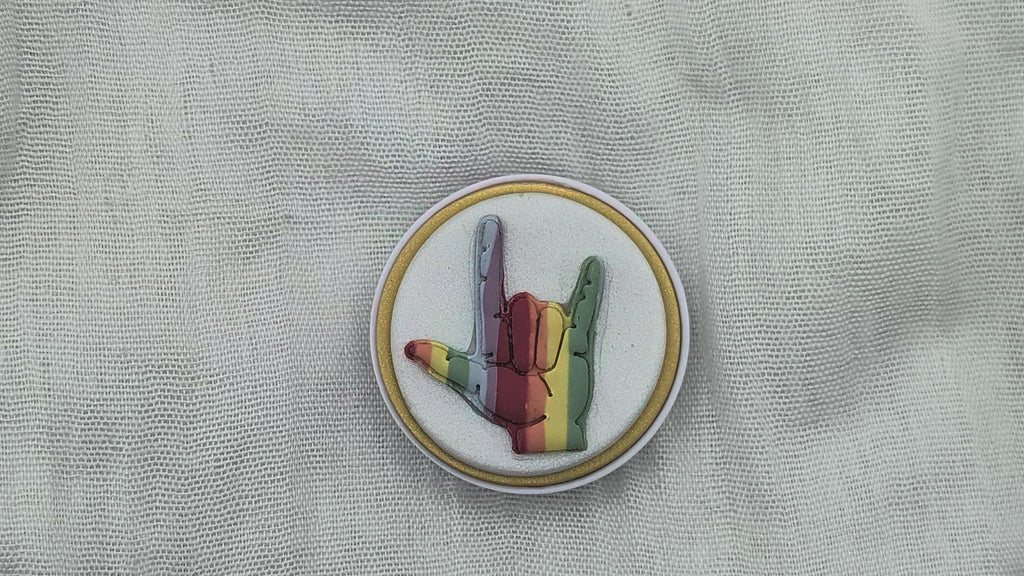 ASL I Love You Rainbow Pop up Phone Grip