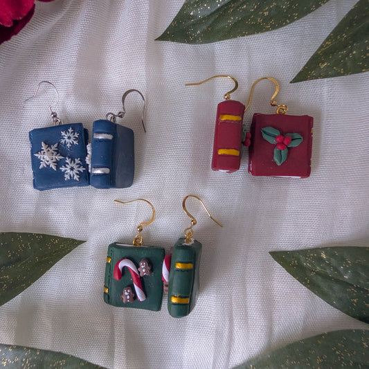 Holiday Mini Book Earrings – Winter Designs