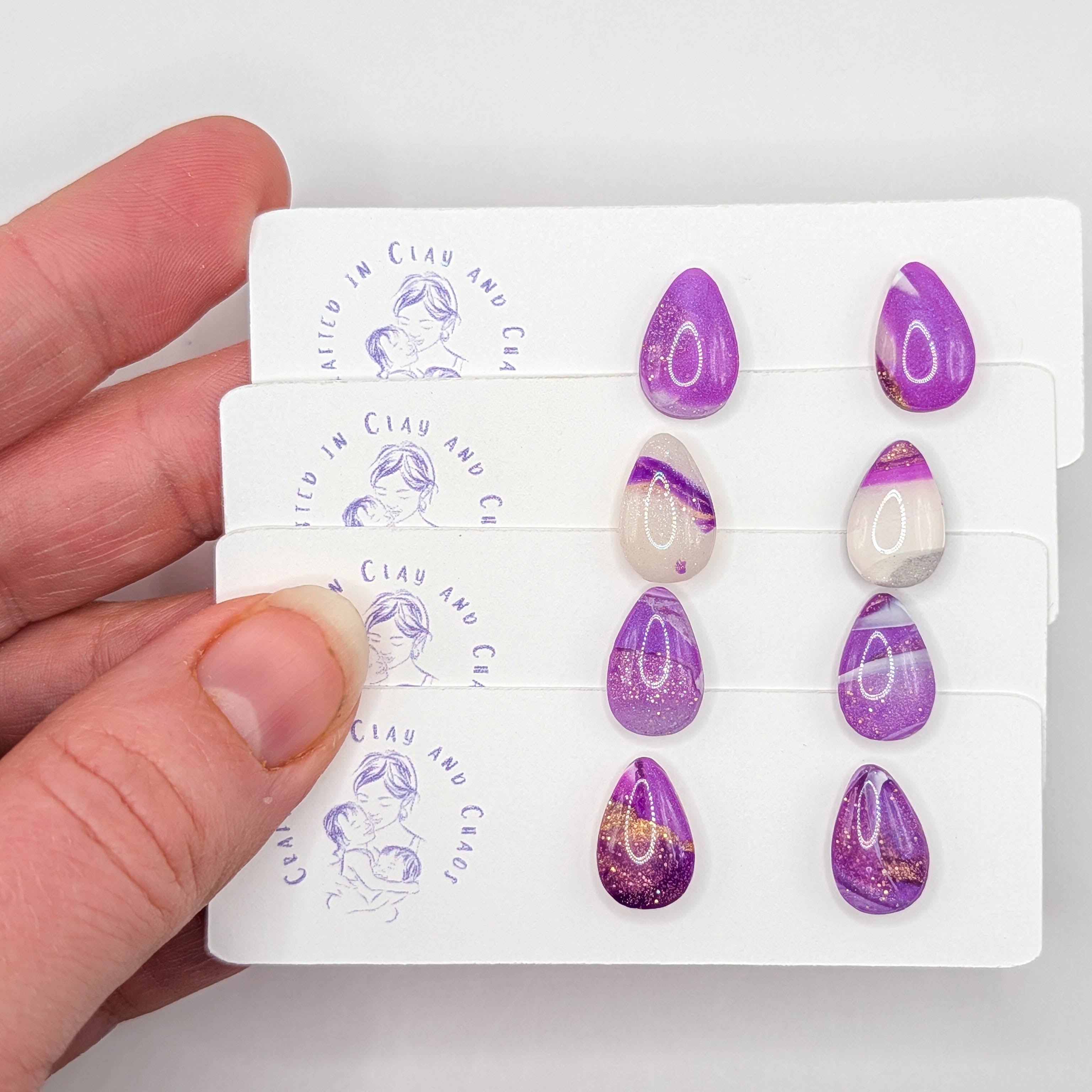 Marbled Purple Egg Stud Earrings