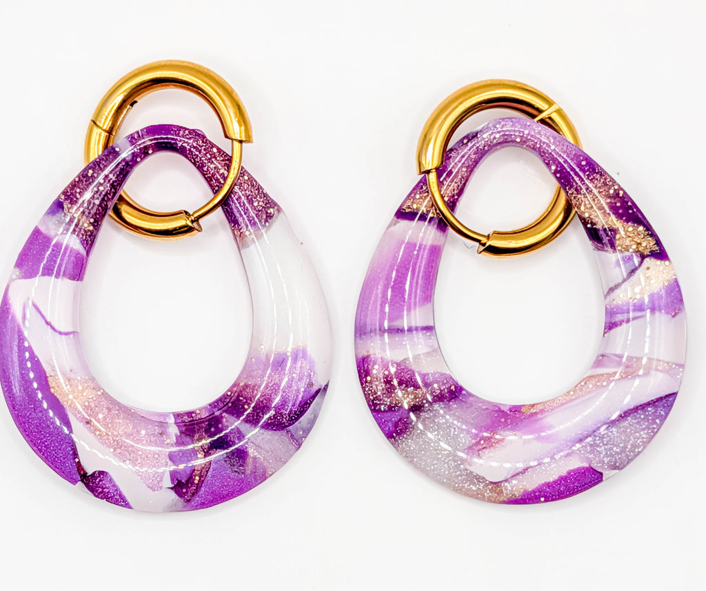 Purple Swirl Lightweight Statement Drop Earrings