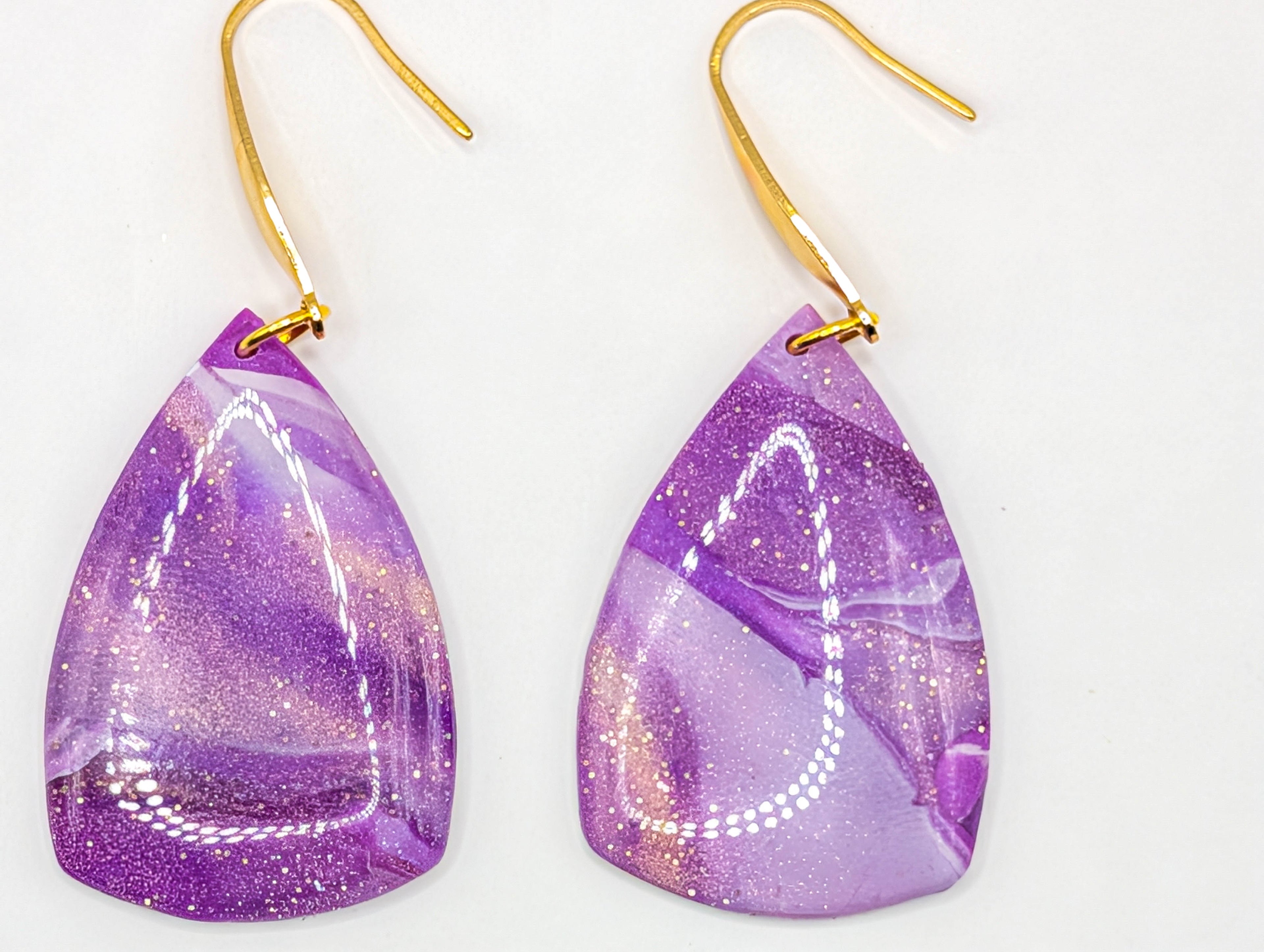 Purple Swirl Lightweight Statement Drop Earrings