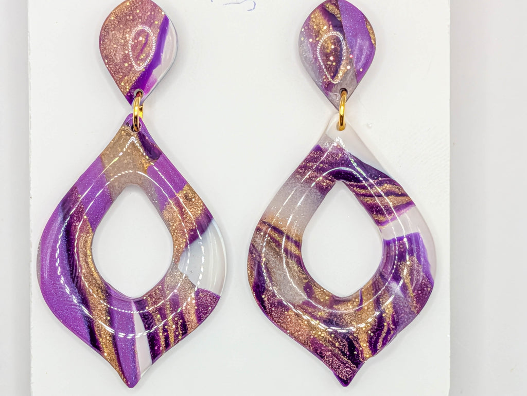 Purple Swirl Lightweight Statement Drop Earrings