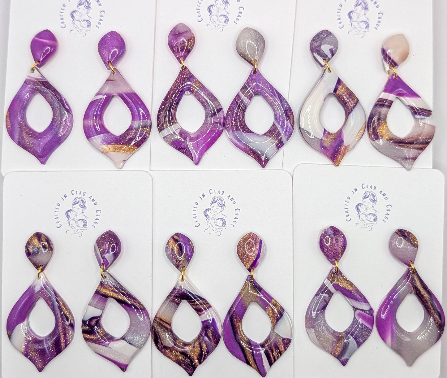 Purple Swirl Lightweight Statement Drop Earrings