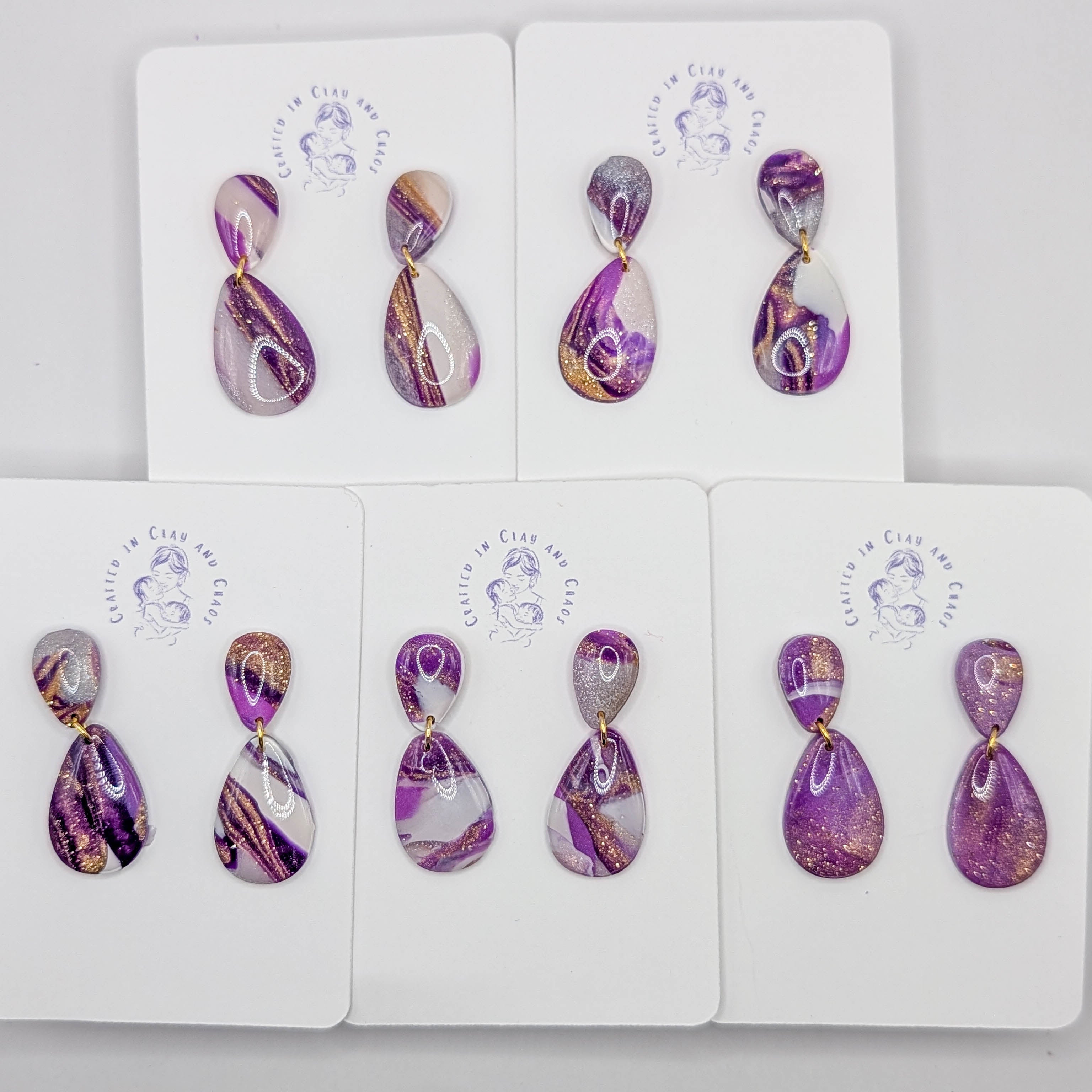 Purple Swirl Lightweight Statement Drop Earrings