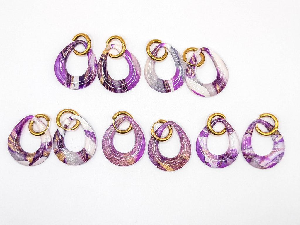 Purple Swirl Lightweight Statement Drop Earrings