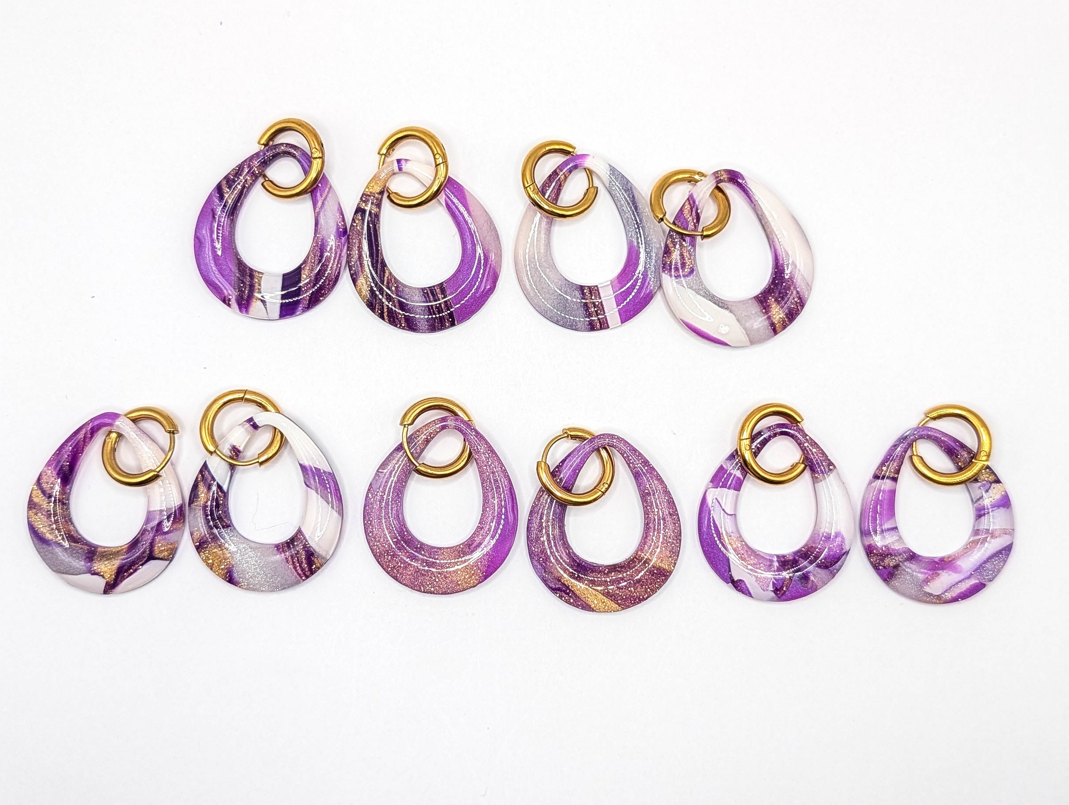 Purple Swirl Lightweight Statement Drop Earrings
