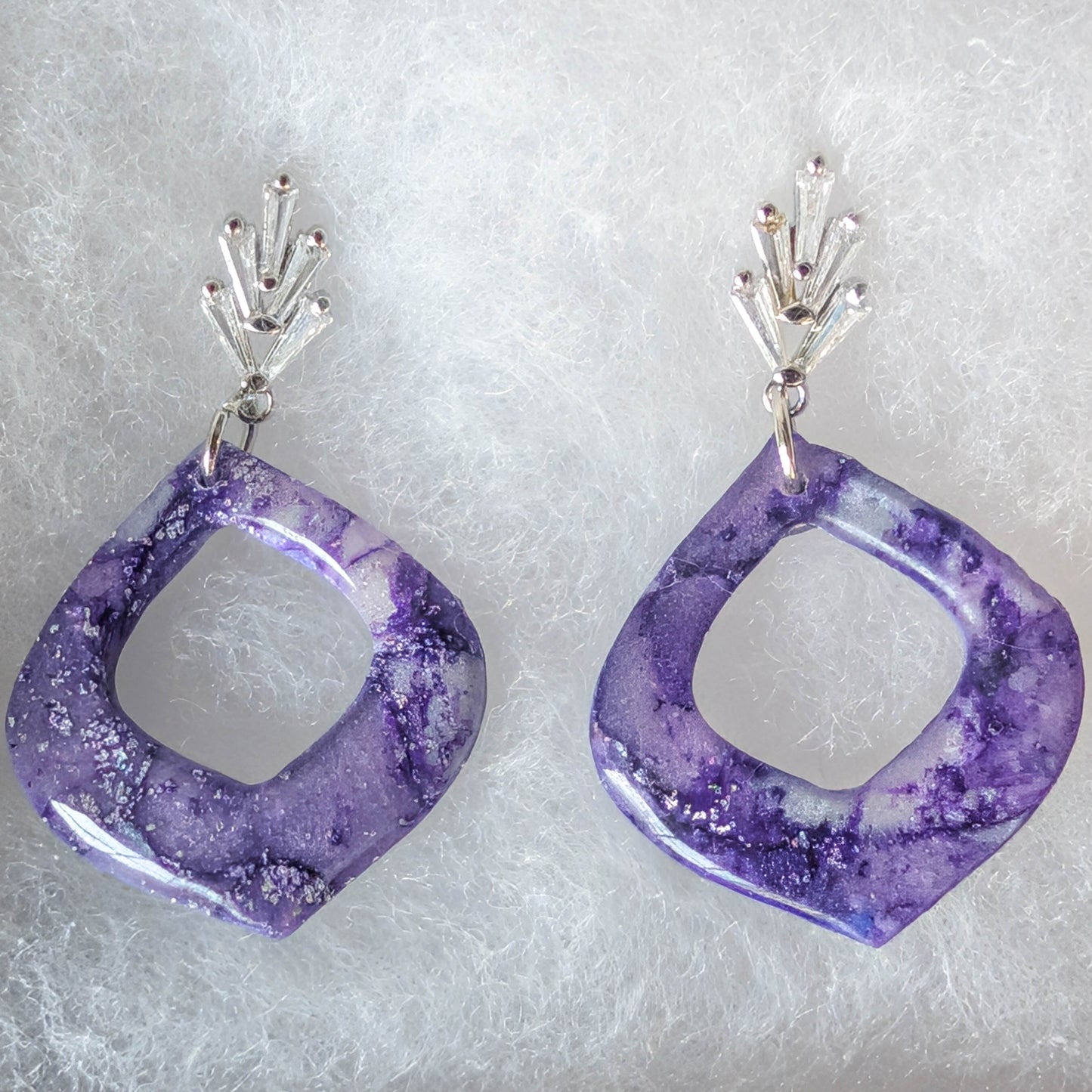 Purple Faux Stone Statement Earrings