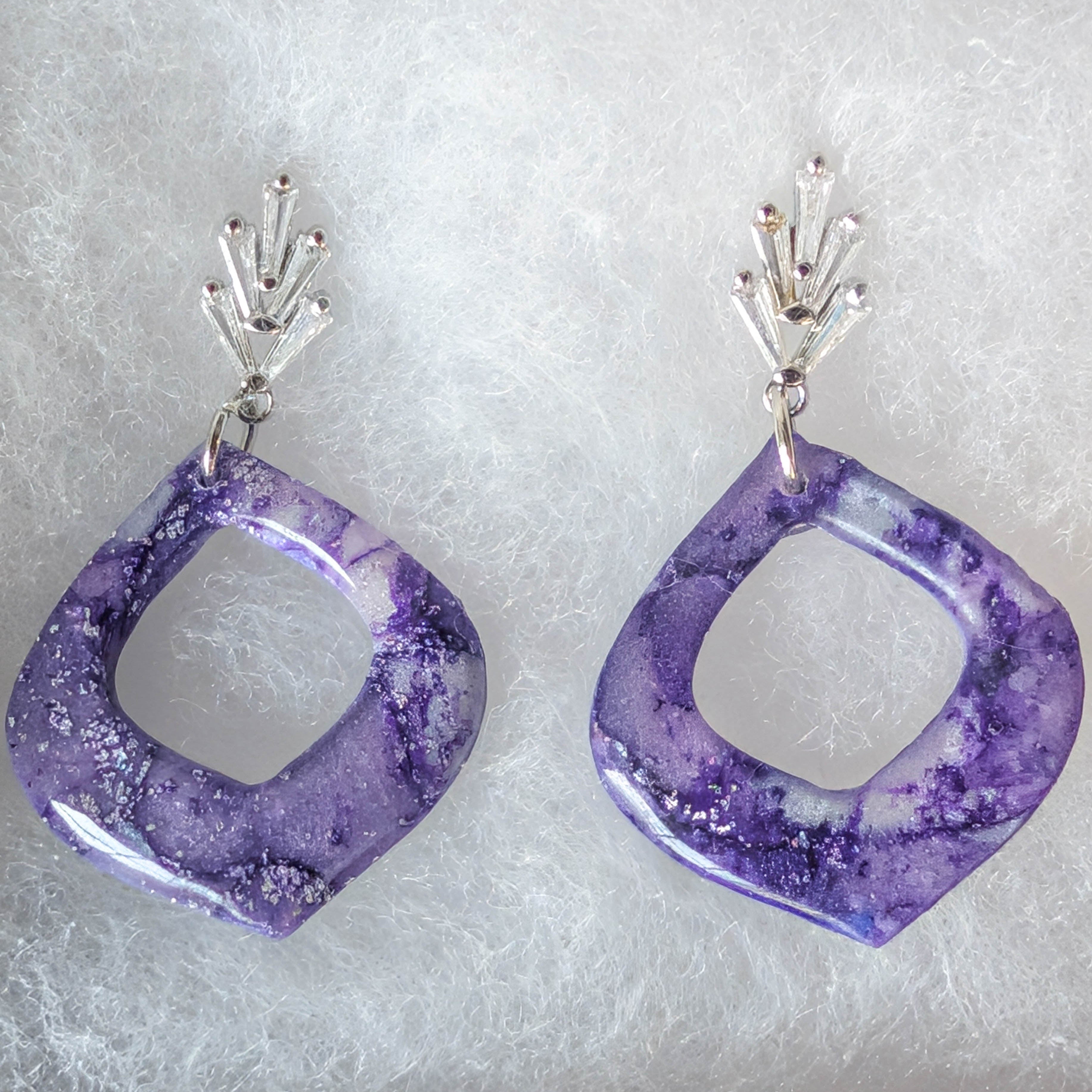Purple Faux Stone Statement Earrings