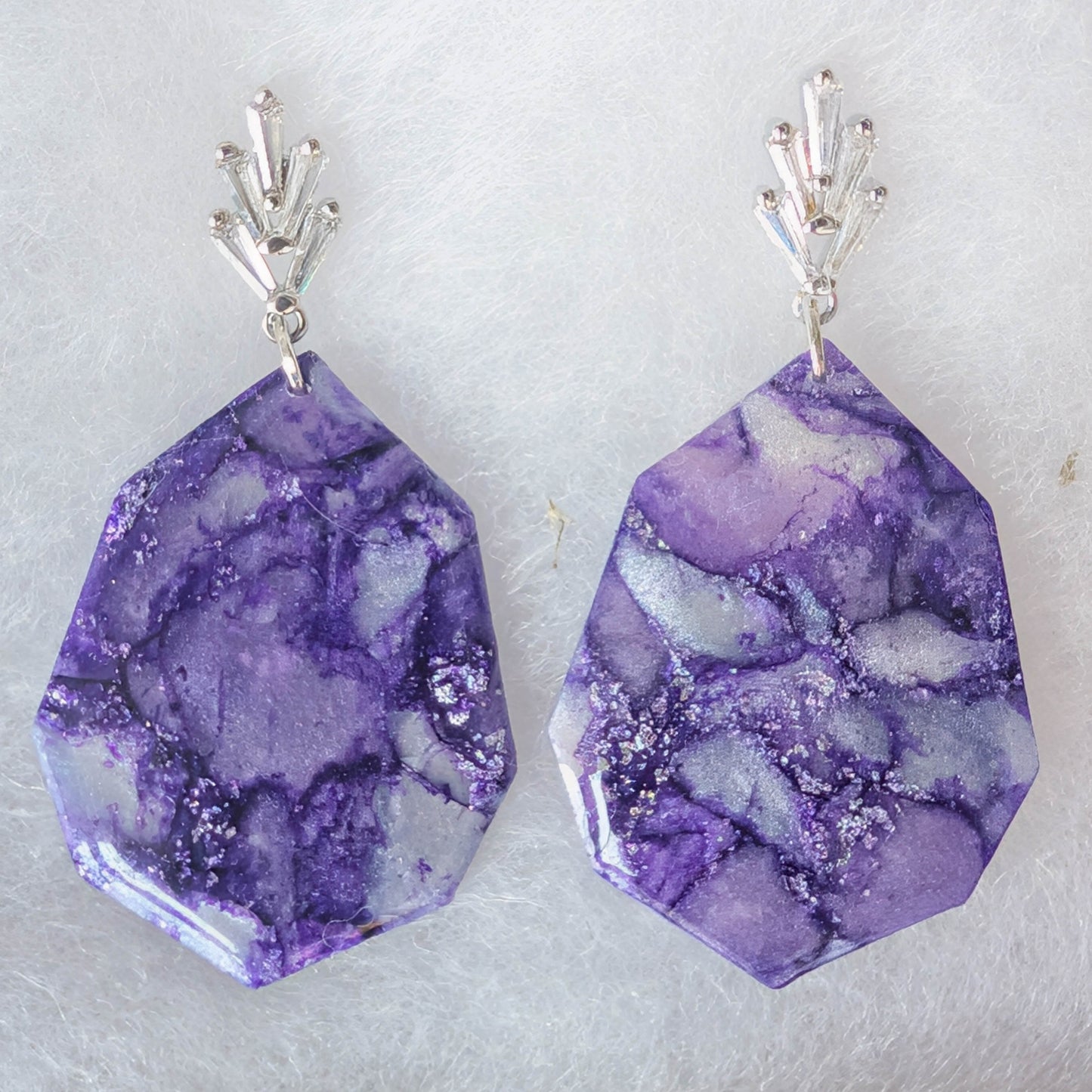 Purple Faux Stone Statement Earrings
