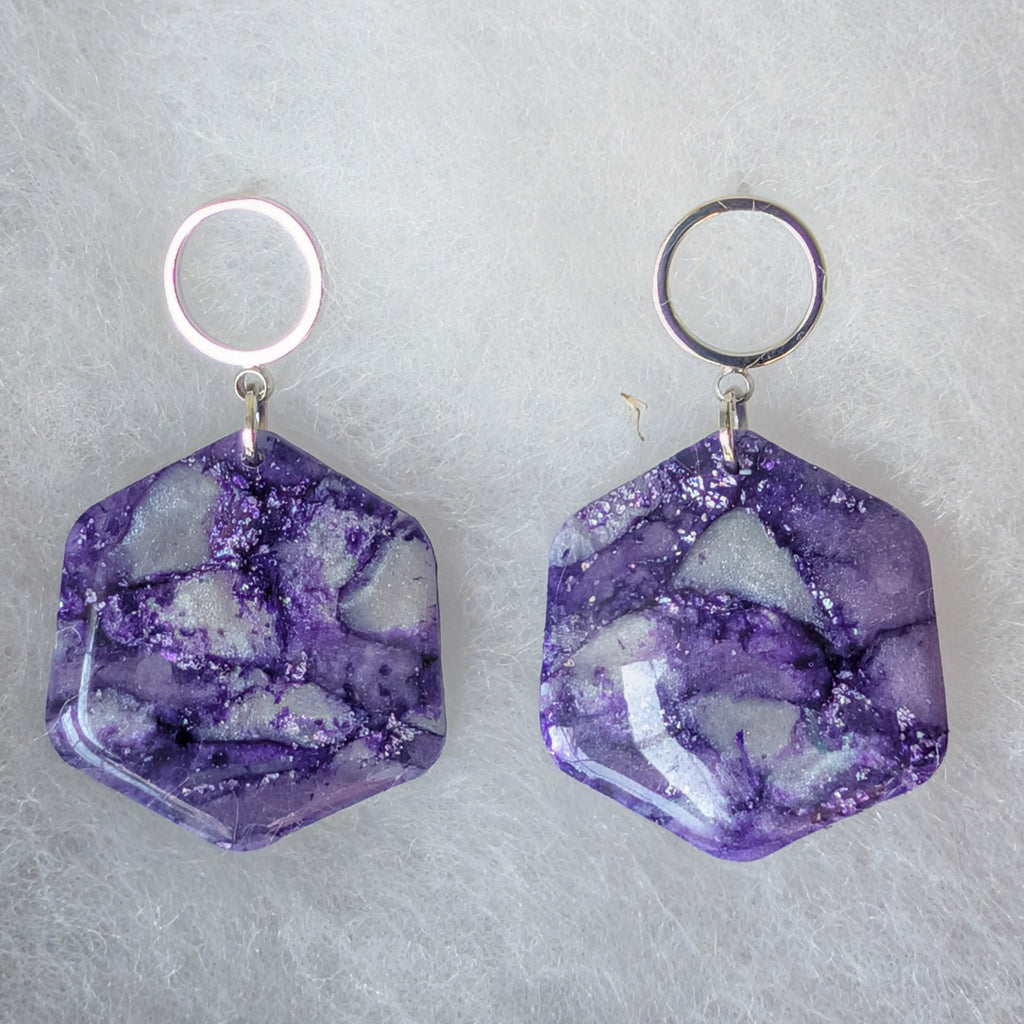 Purple Faux Stone Statement Earrings