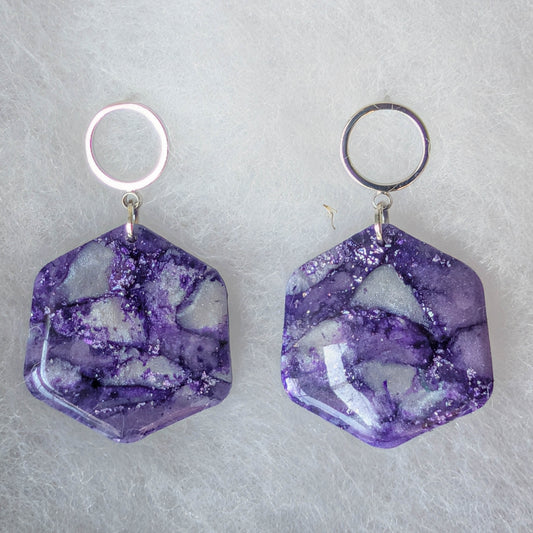 Purple Faux Stone Statement Earrings