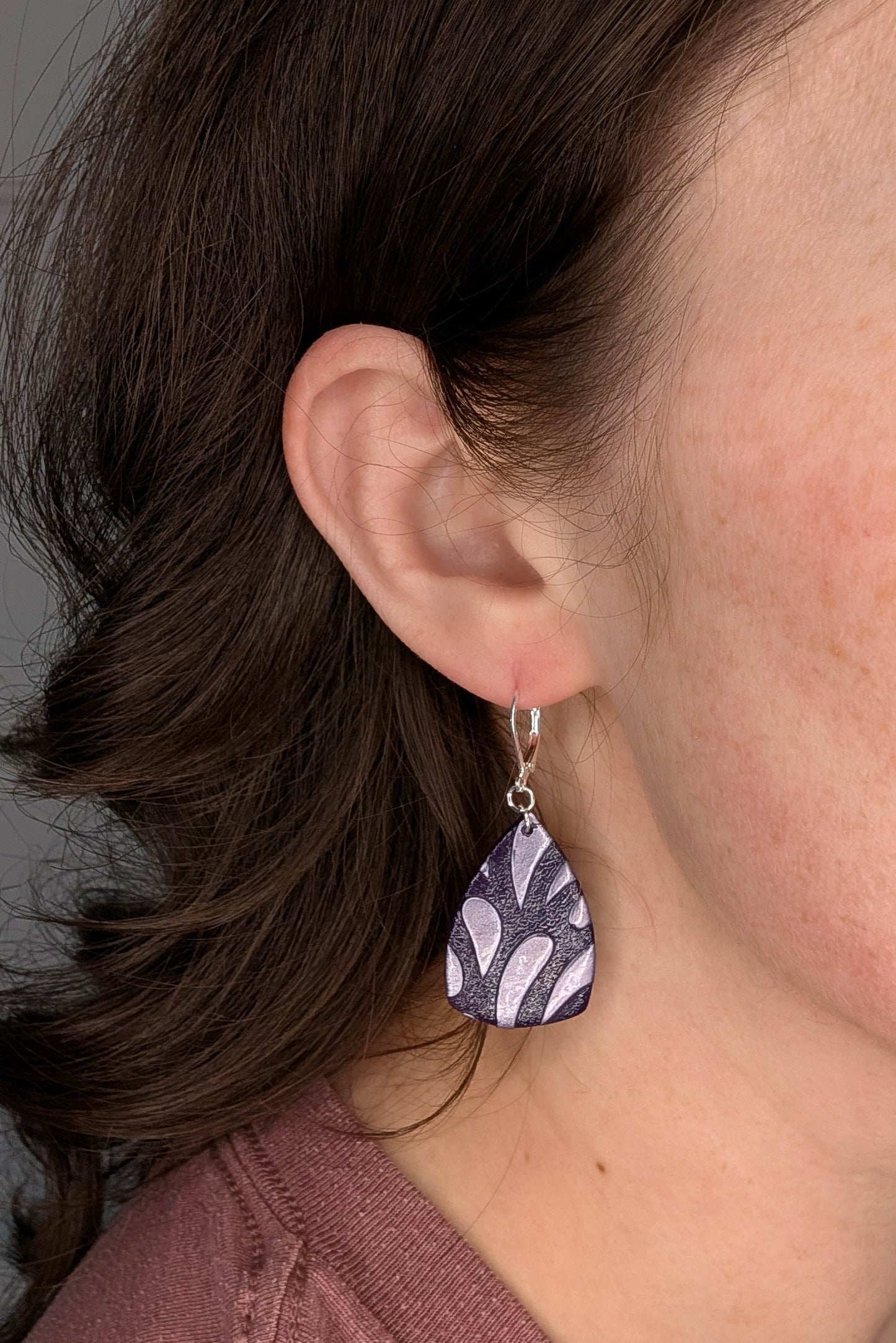 Modern Geometric Purple Polymer Clay Earrings