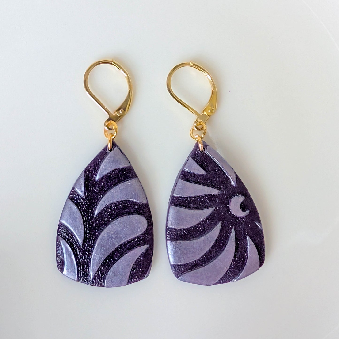 Modern Geometric Purple Polymer Clay Earrings