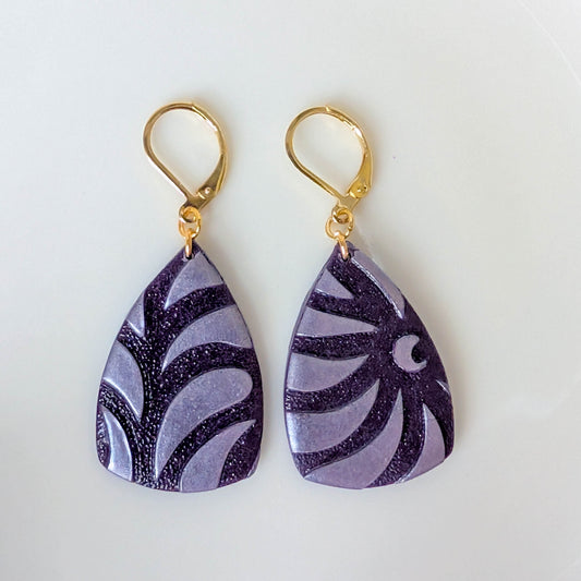 Modern Geometric Purple Polymer Clay Earrings