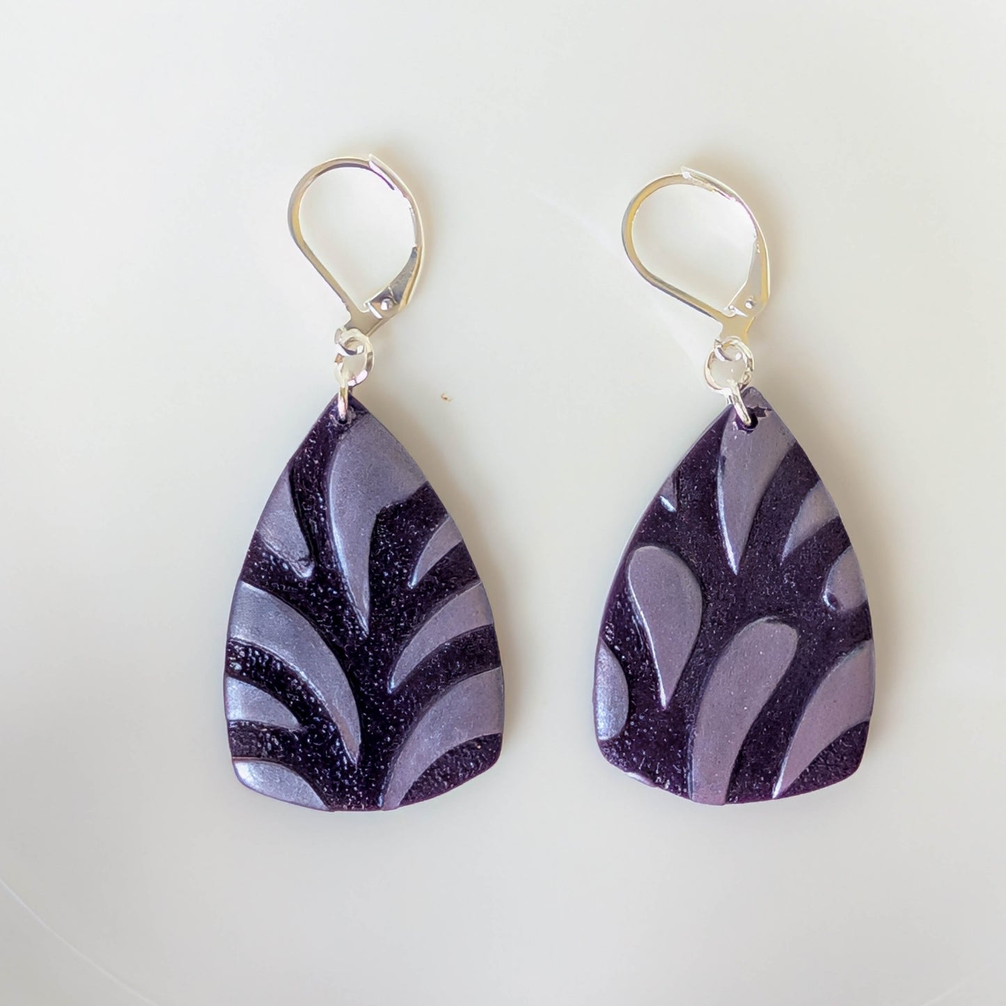 Modern Geometric Purple Polymer Clay Earrings