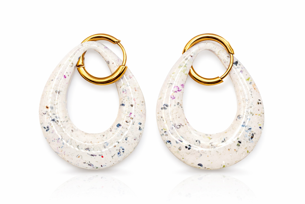 Speckled Clay Dangle Earrings: Modern Artistic Terrazzo Statement