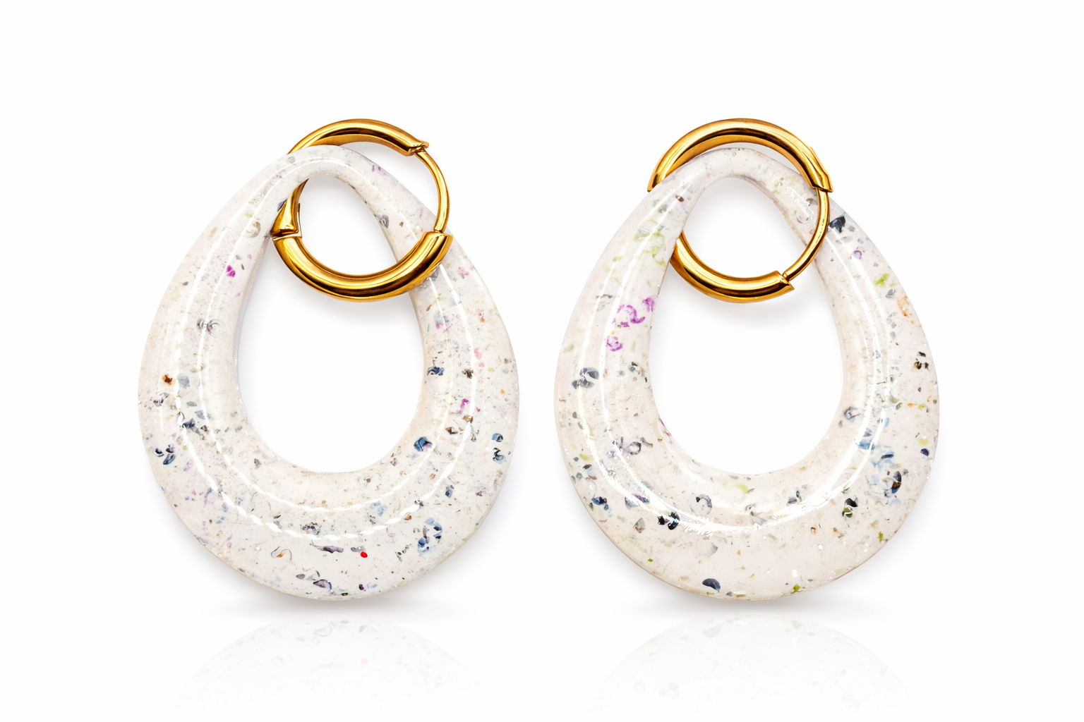 Speckled Clay Dangle Earrings: Modern Artistic Terrazzo Statement