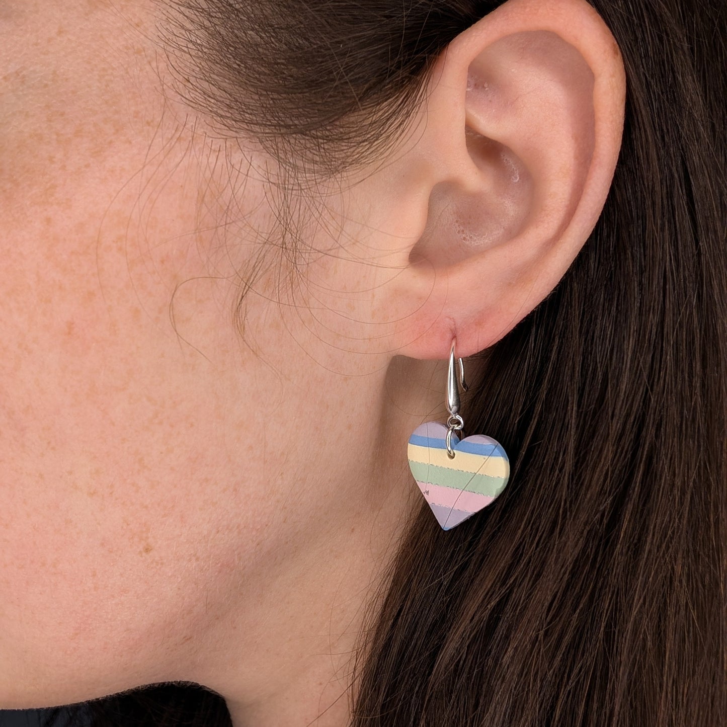 Pastel Rainbow Stripe Earrings – Lightweight Back-to-School Dangles or huggies for Teacher Accessory