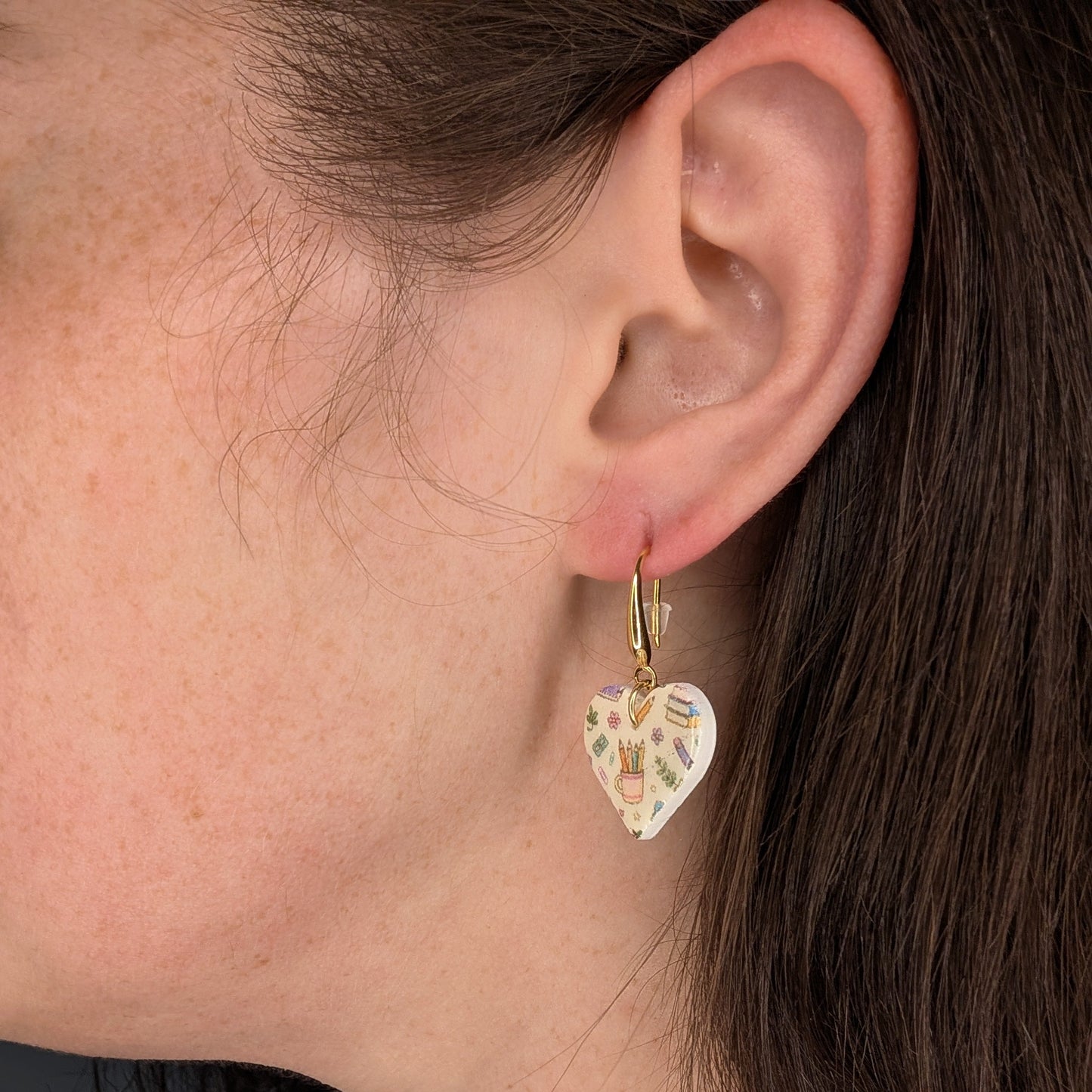Pastel Backpack, Book and Apple Back-to-School Earrings for Elementary Teachers