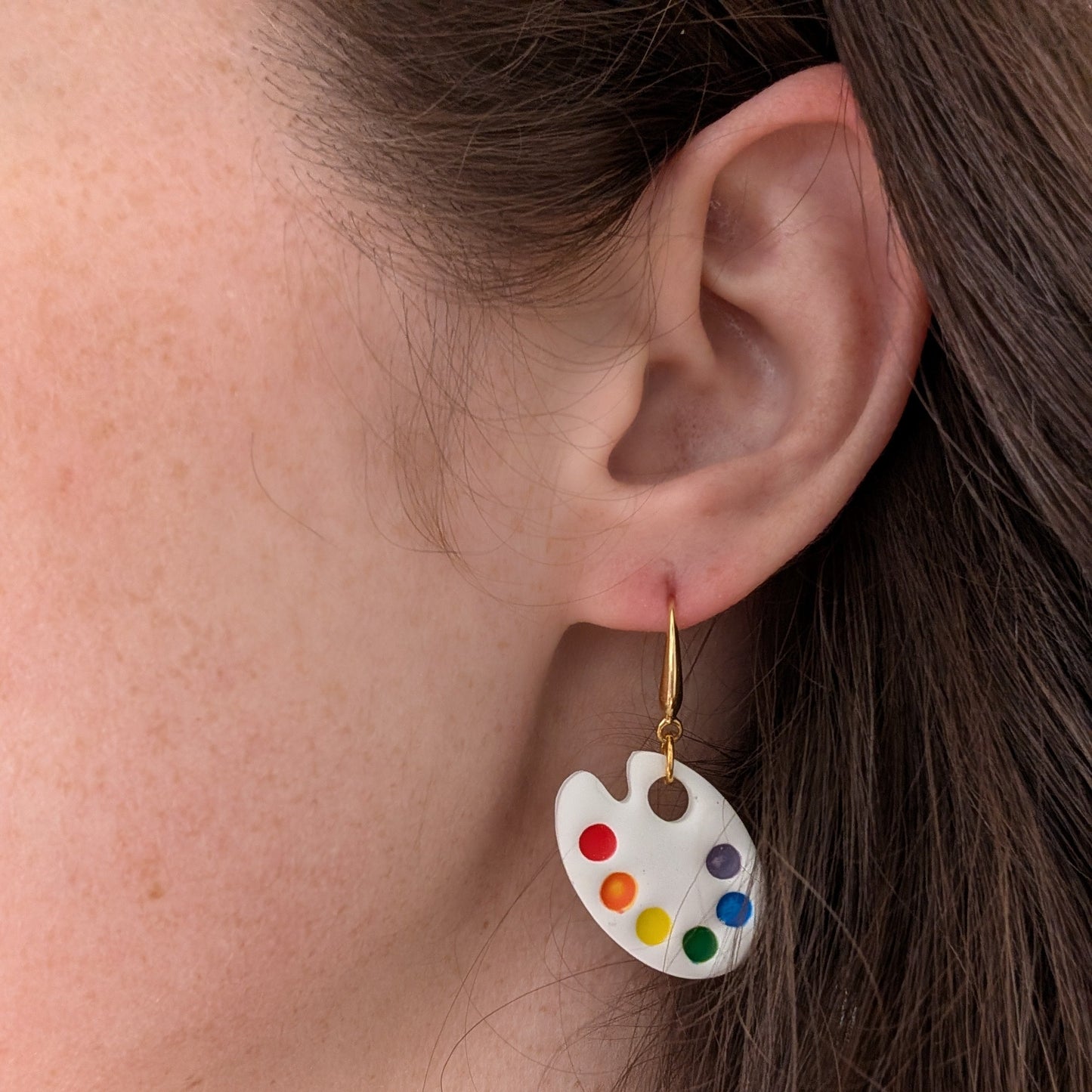Paint Palette Earrings for Art Teachers, Colorful Back-to-School Teacher Jewelry