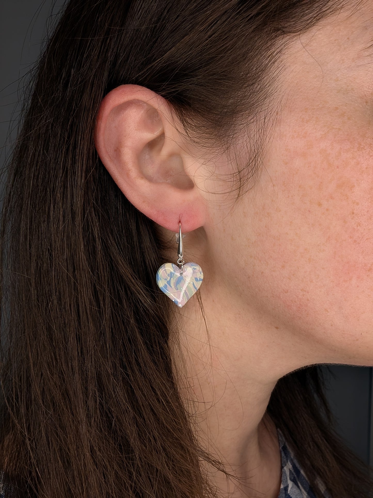 Pastel Rainbow Marble Earrings – Lightweight Back-to-School Dangles for Teacher Accessory