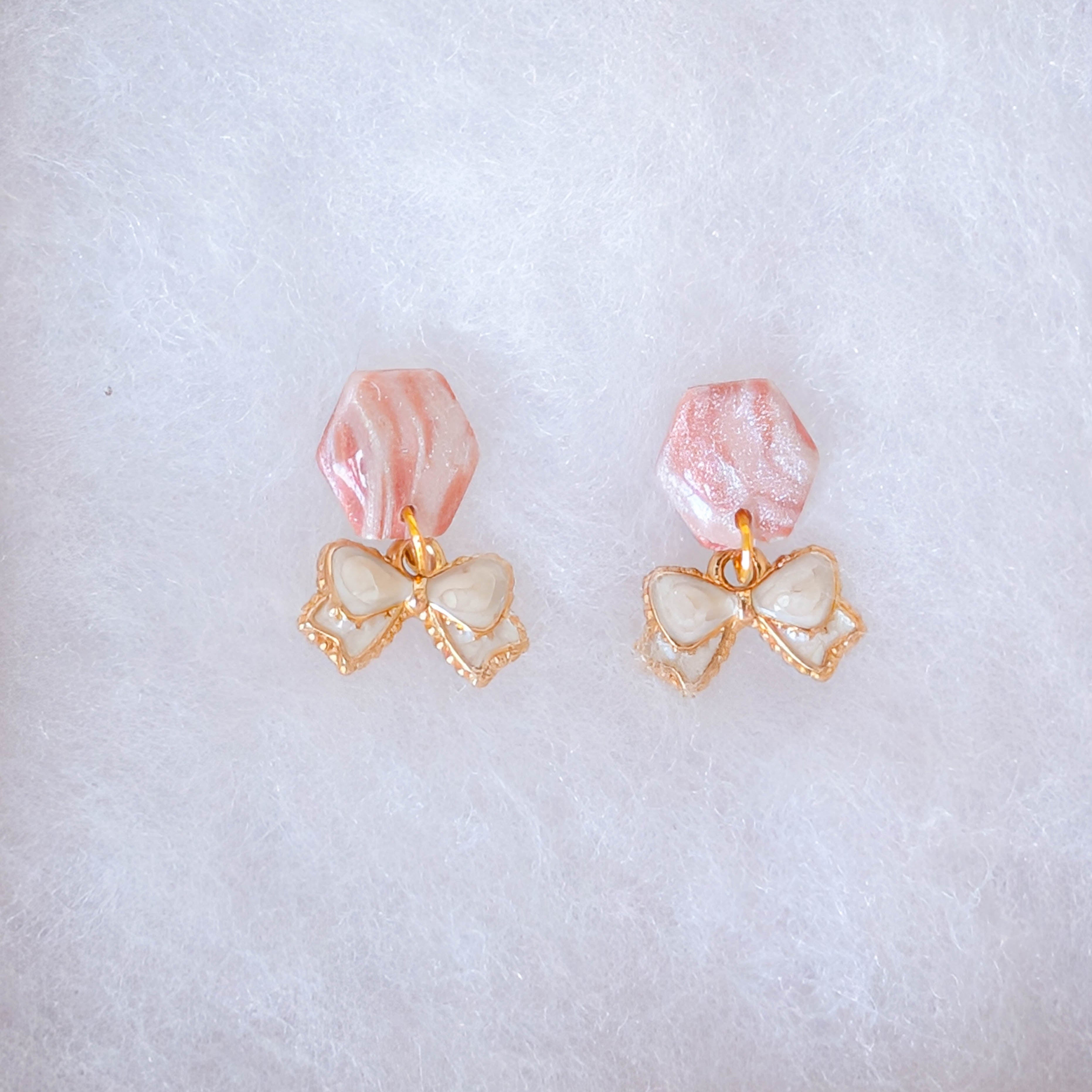 Rose Gold Marble Polymer Clay Earrings