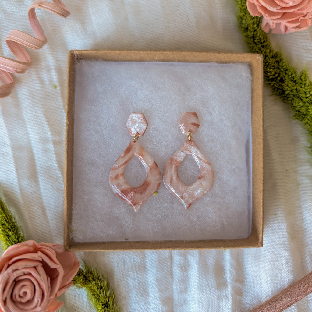 Rose Gold Marble Polymer Clay Earrings