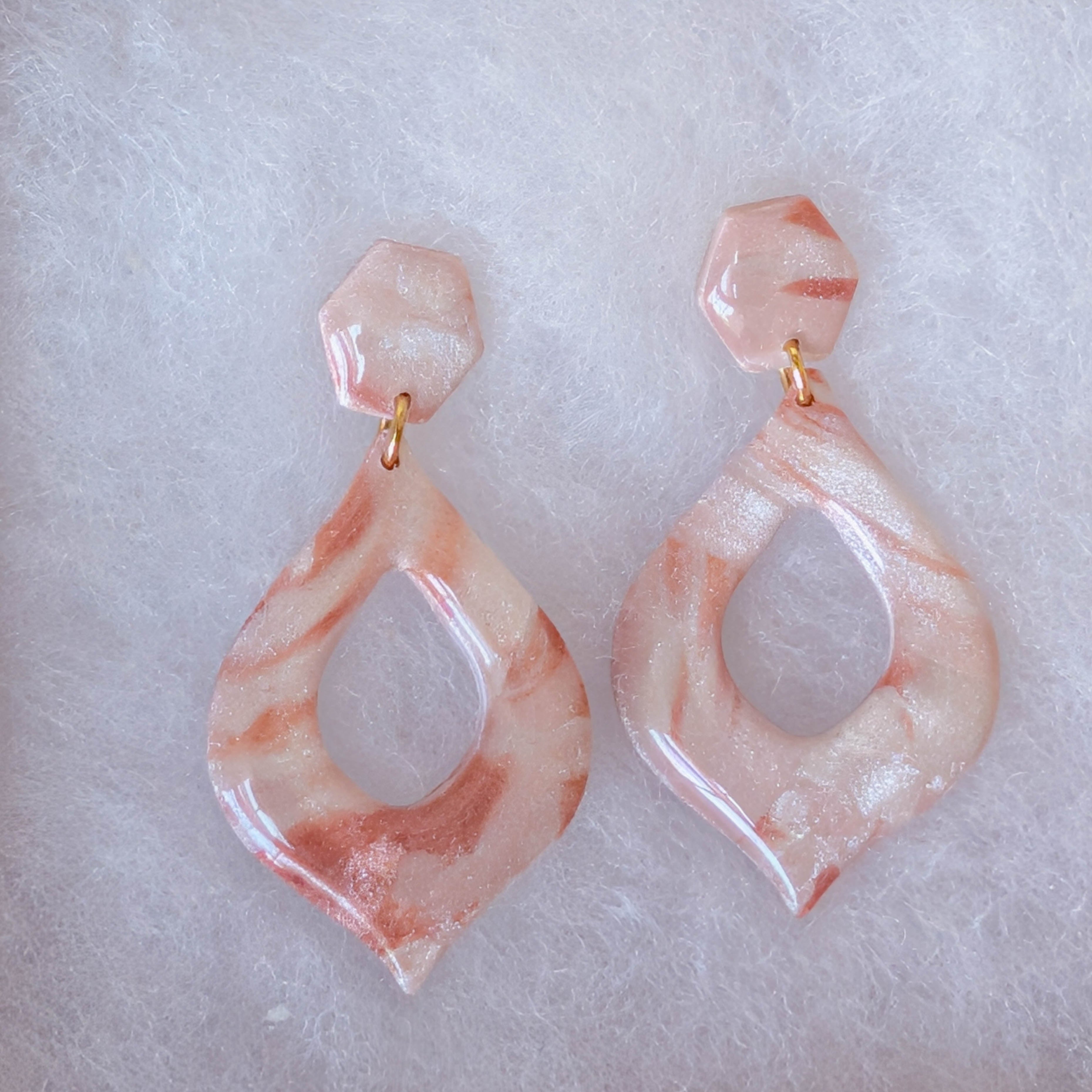Rose Gold Marble Polymer Clay Earrings