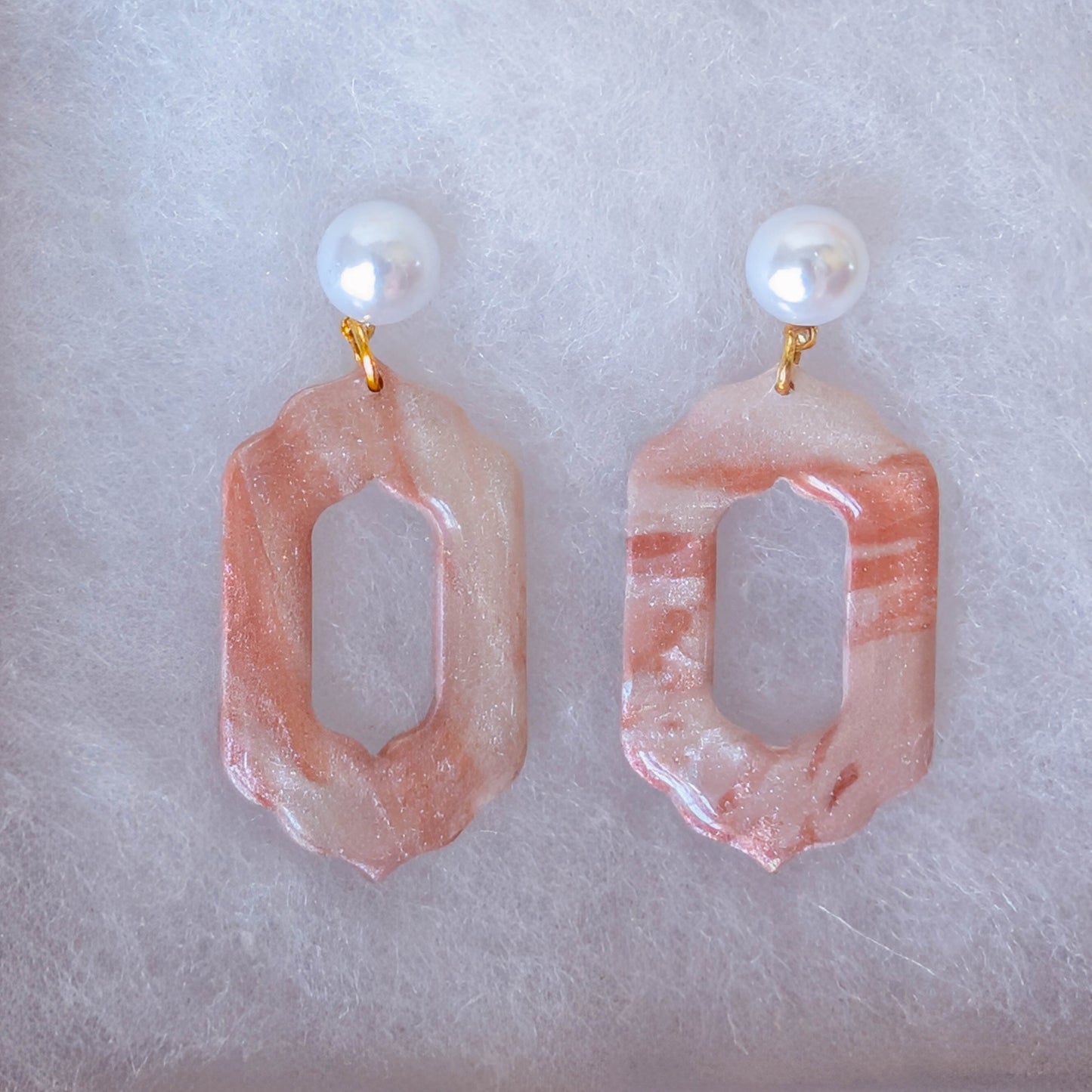 Rose Gold Marble Polymer Clay Earrings