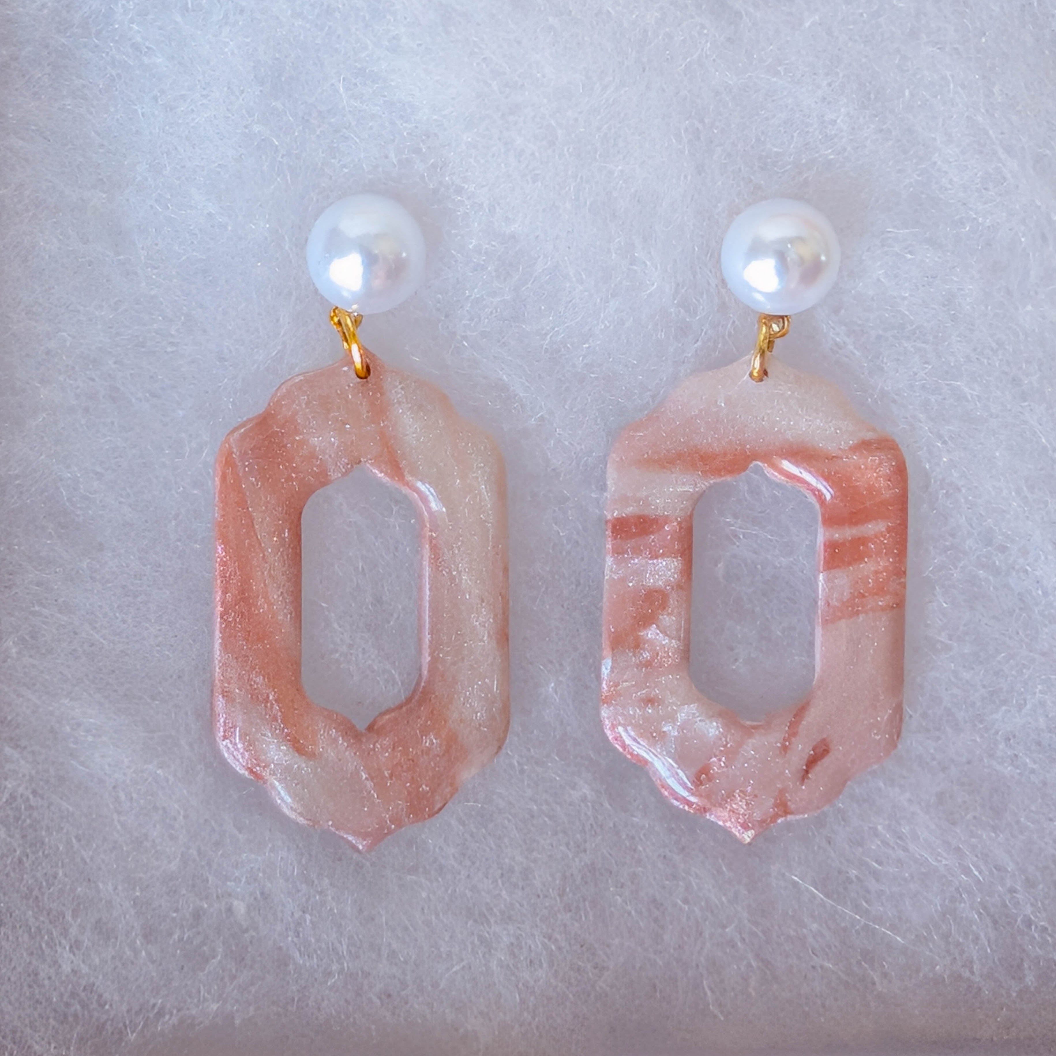Rose Gold Marble Polymer Clay Earrings