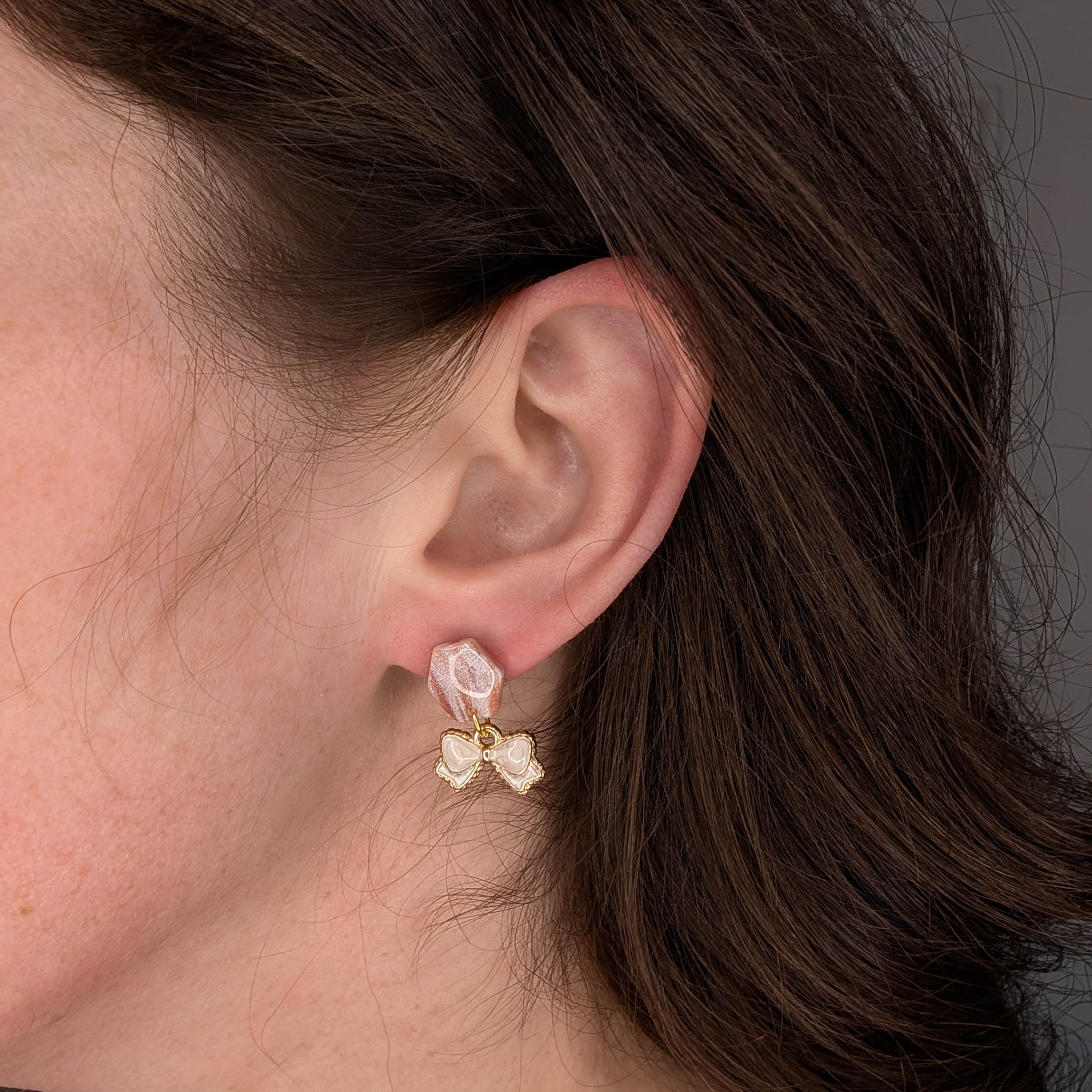 Rose Gold Marble Polymer Clay Earrings