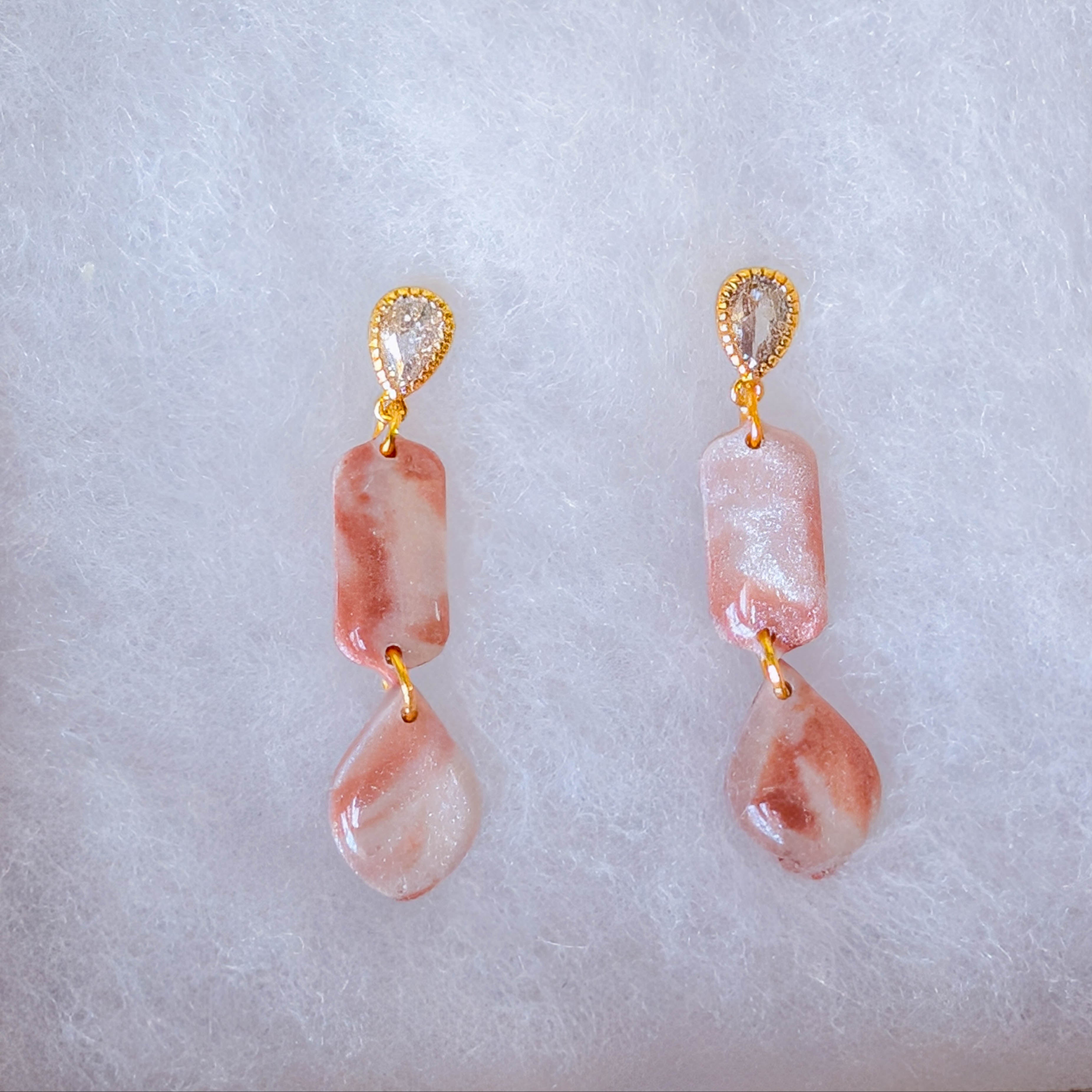 Rose Gold Marble Polymer Clay Earrings