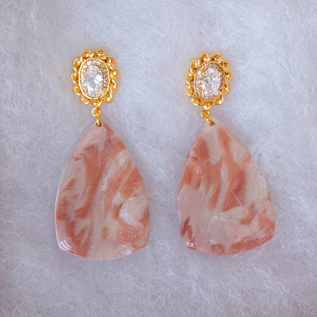 Rose Gold Marble Polymer Clay Earrings