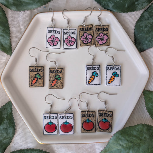 Handmade Seed Packet Earring Gift for Gardeners
