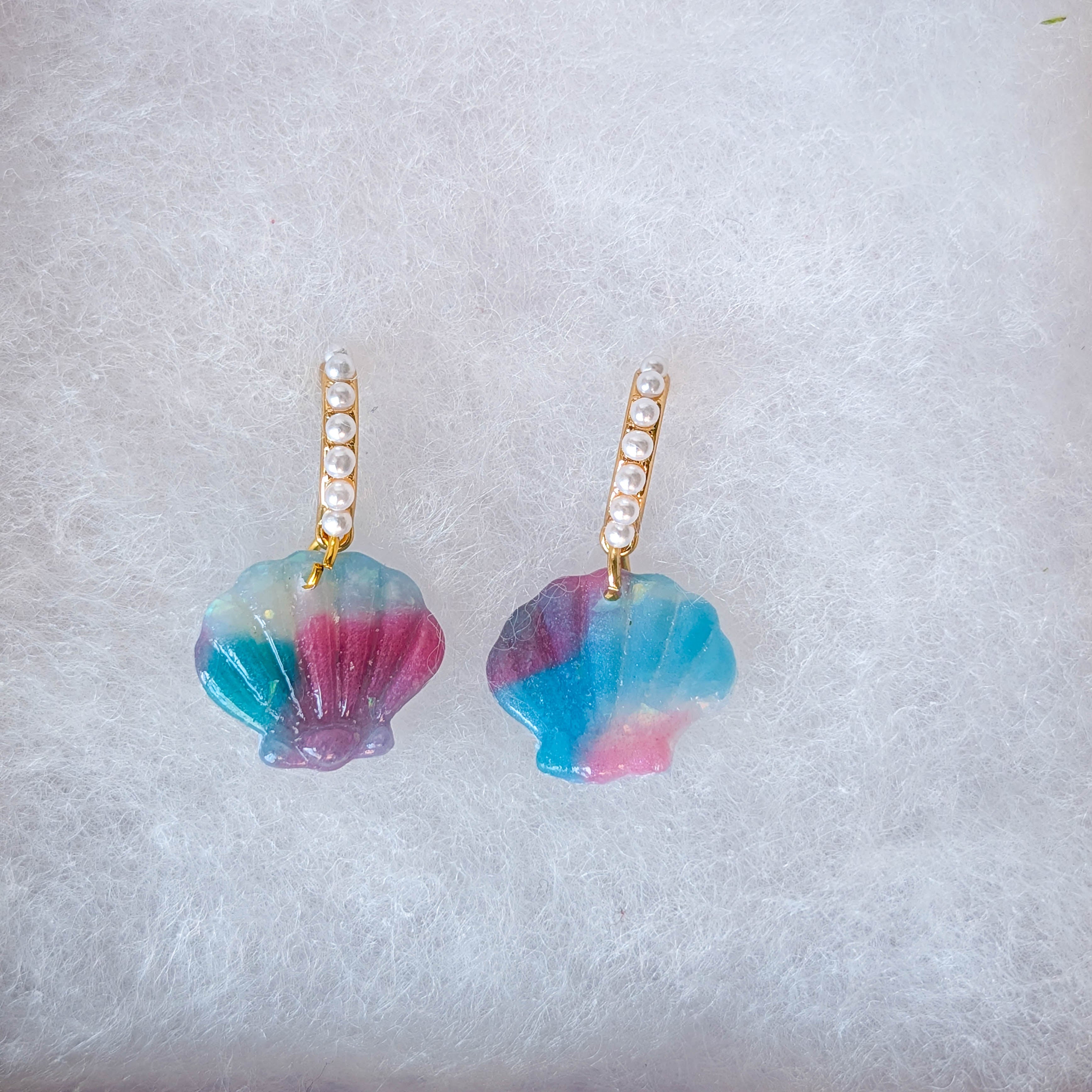 Whimsical Mermaid Marble Statement Earrings for Summer Style